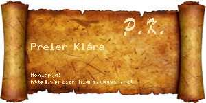 Preier Klára névjegykártya